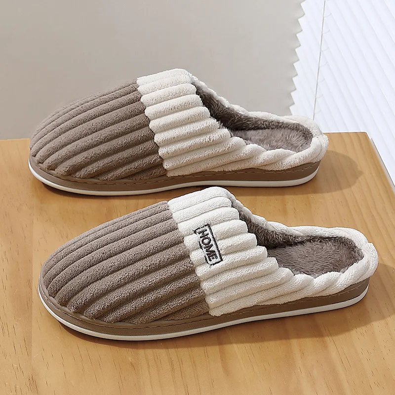 Zapatillas de casa para hombre, pantuflas cálidas de felpa gruesa para interiores, cómodas, peludas, informales, talla grande 48, 49, novedad de invierno