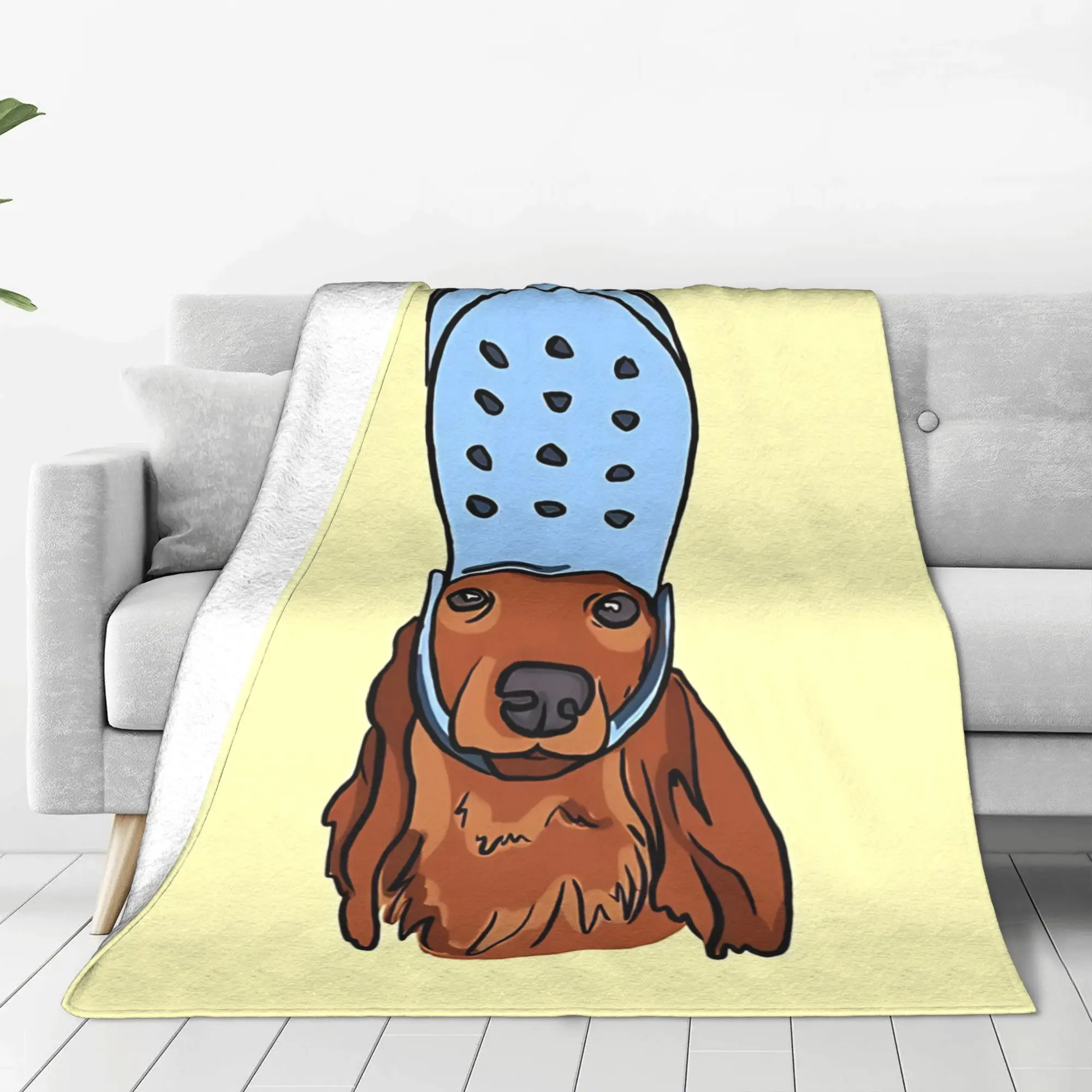 1PC Home Cute Room Decor Sausage Dog With Croc Blanket Throw Blanket Dog meme Novelty Warm Blanket All Season