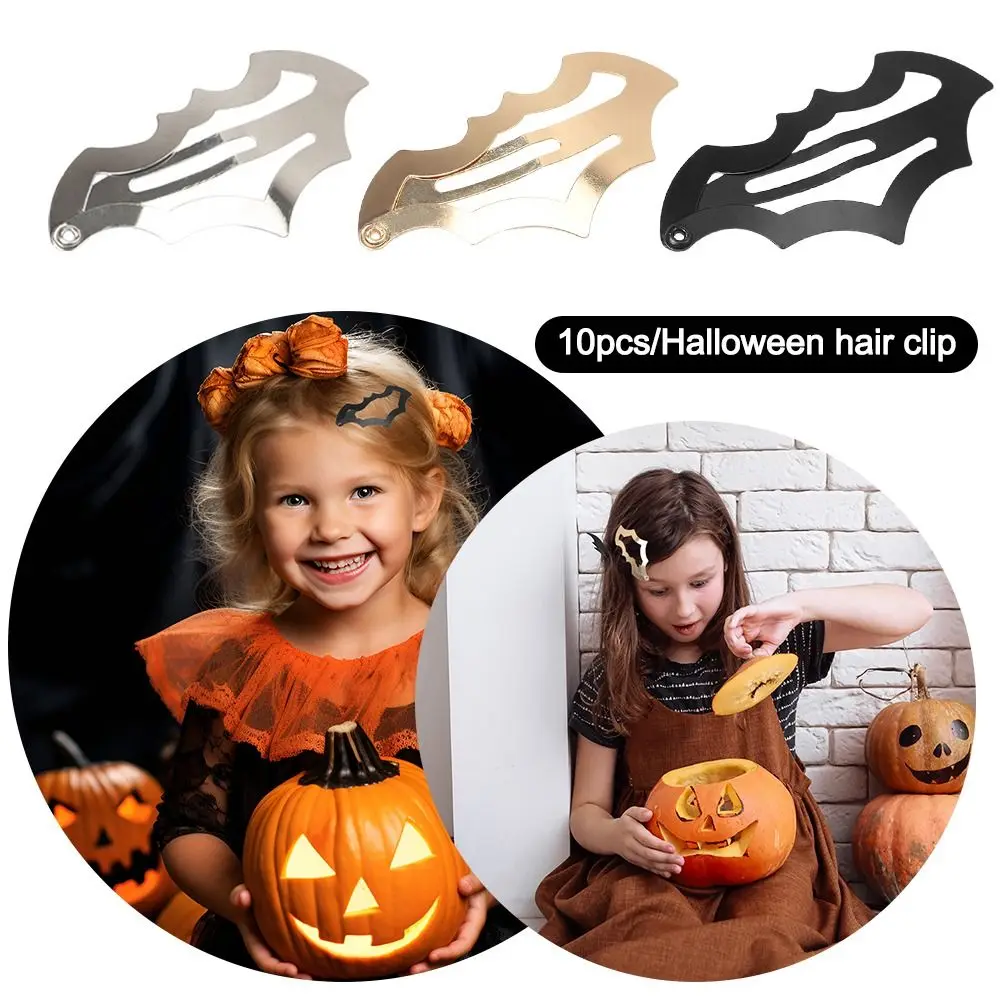 10/20Pcs Bat Shape Halloween Bat Hair Clips Masquerade Halloween Theme Furry Bat Hair Clips Metal Fun Hair Clips