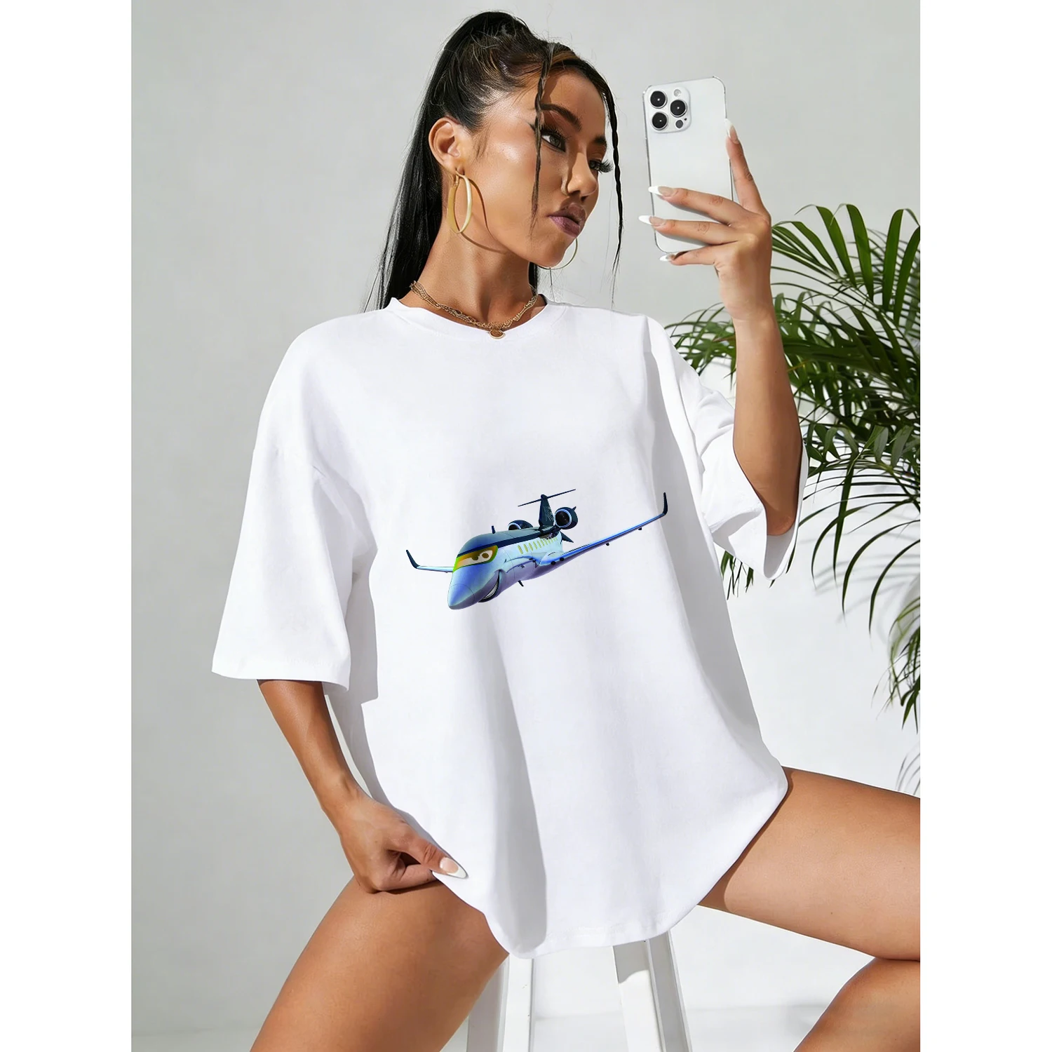 Disney's Summer Racing Adventure "Dusty Crophopper" Camiseta estampada 100% algodão – Top casual respirável masculino e feminino