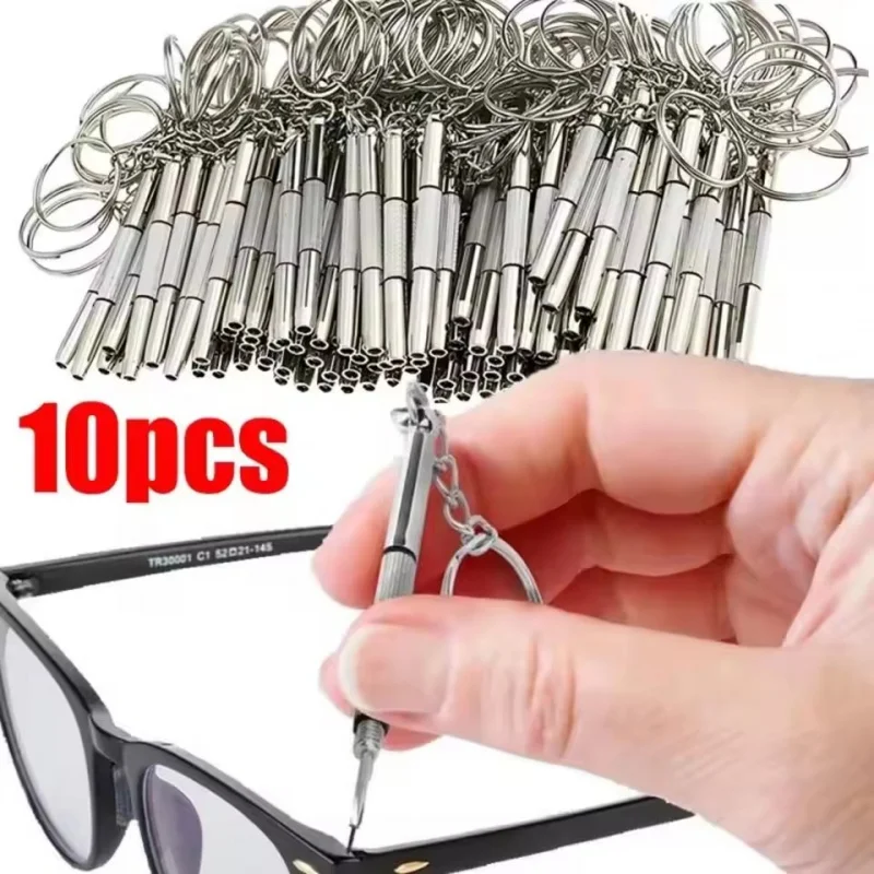 1-10pcs Steel Glasses Screwdriver Eyeglass  Watch Repair Kit with Keychain Portable Hand Tools Precision Screwdriver Tools