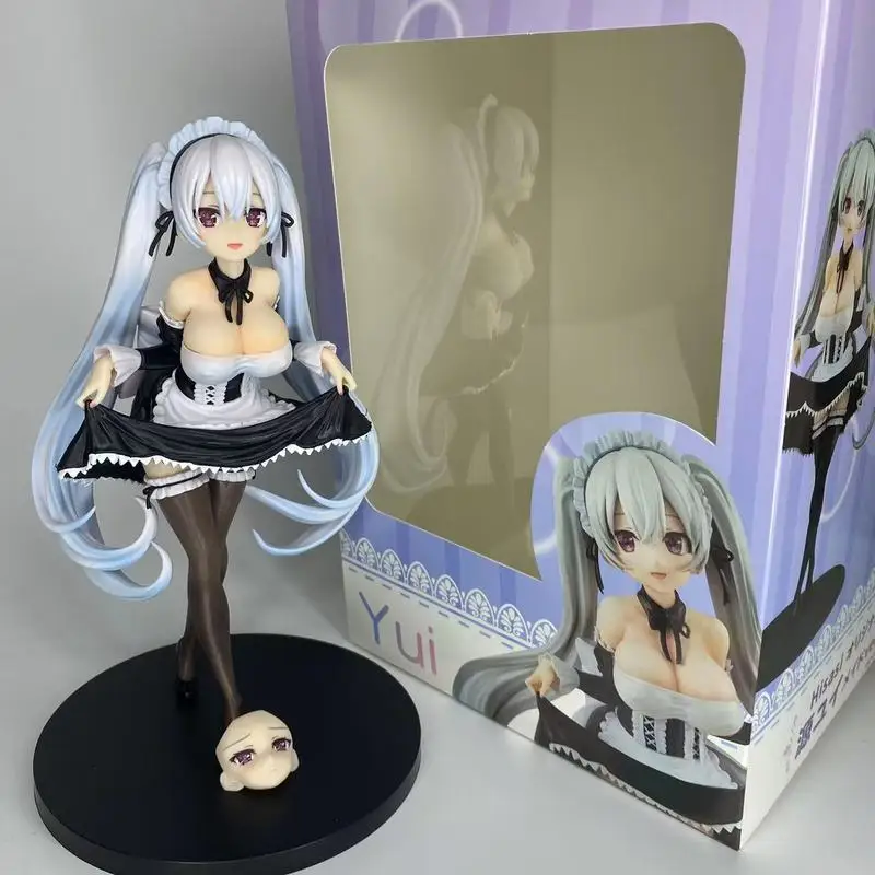 

Новая 25-сантиметровая аниме-фигурка девушки с белыми волосами в костюме горничной, модель для декора рабочего стола, статуэтка из ПВХ, украшение, коллекционная игрушка, подарок на праздник