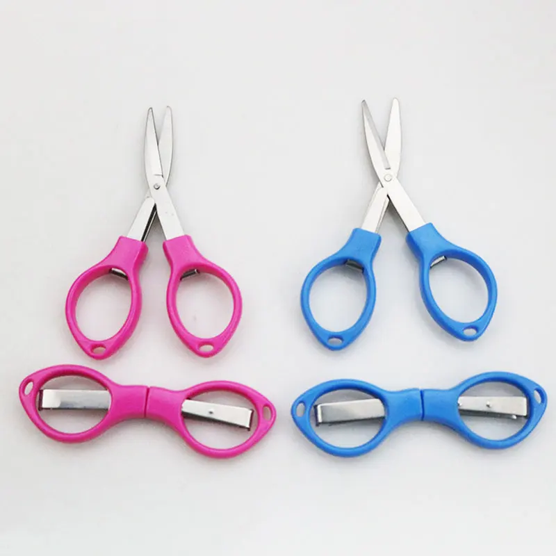 

60 Pcs Multifunction 8 Words Fold Scissors Plastic Handle Stainless Steel Student Stationery Handmade Crafts Kids DIY Tool