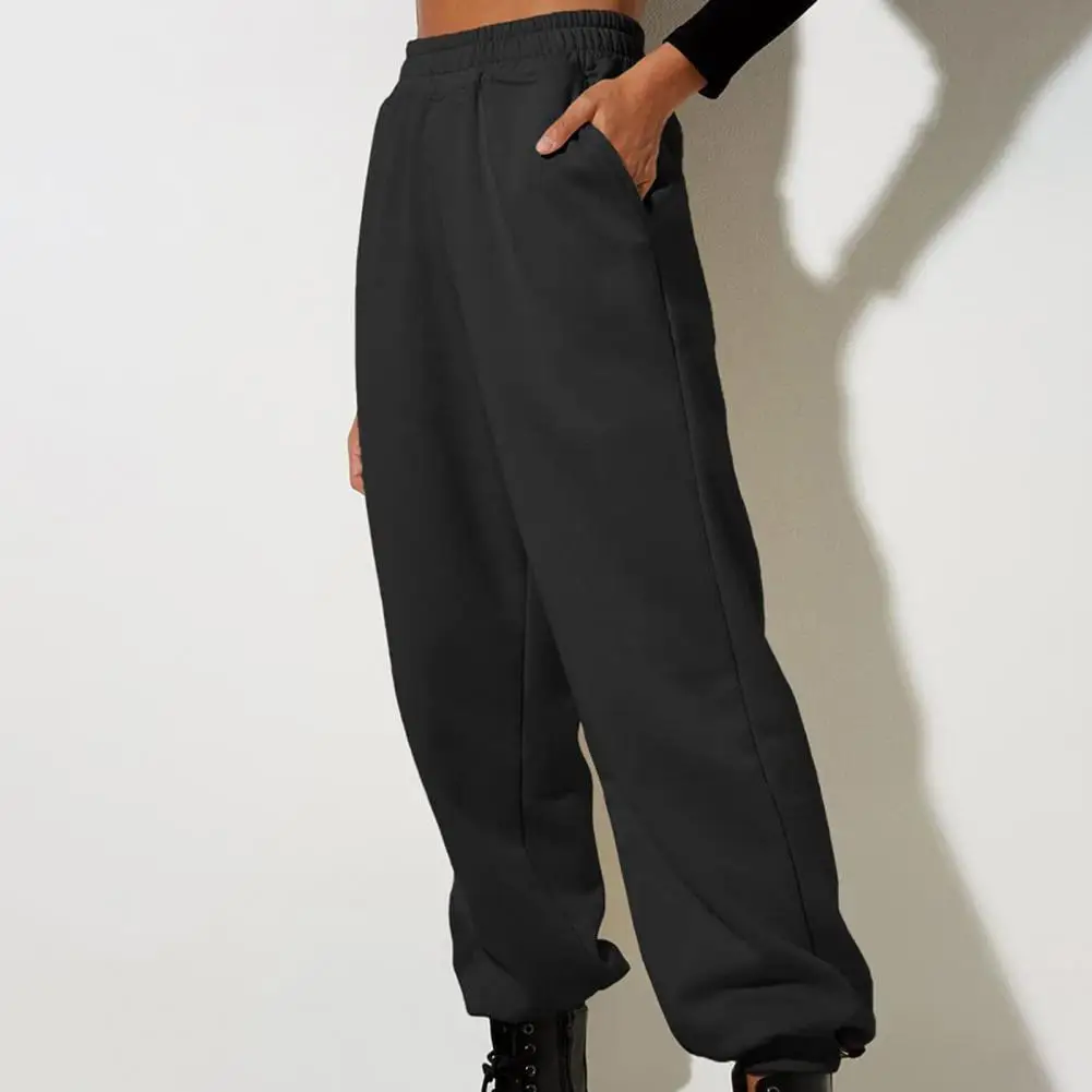 Sport Pants Soft Warm Women\'s Sweatpants with High Elastic Waist Ankle-banded Solid Color Casual Loose for Spring for Jogging