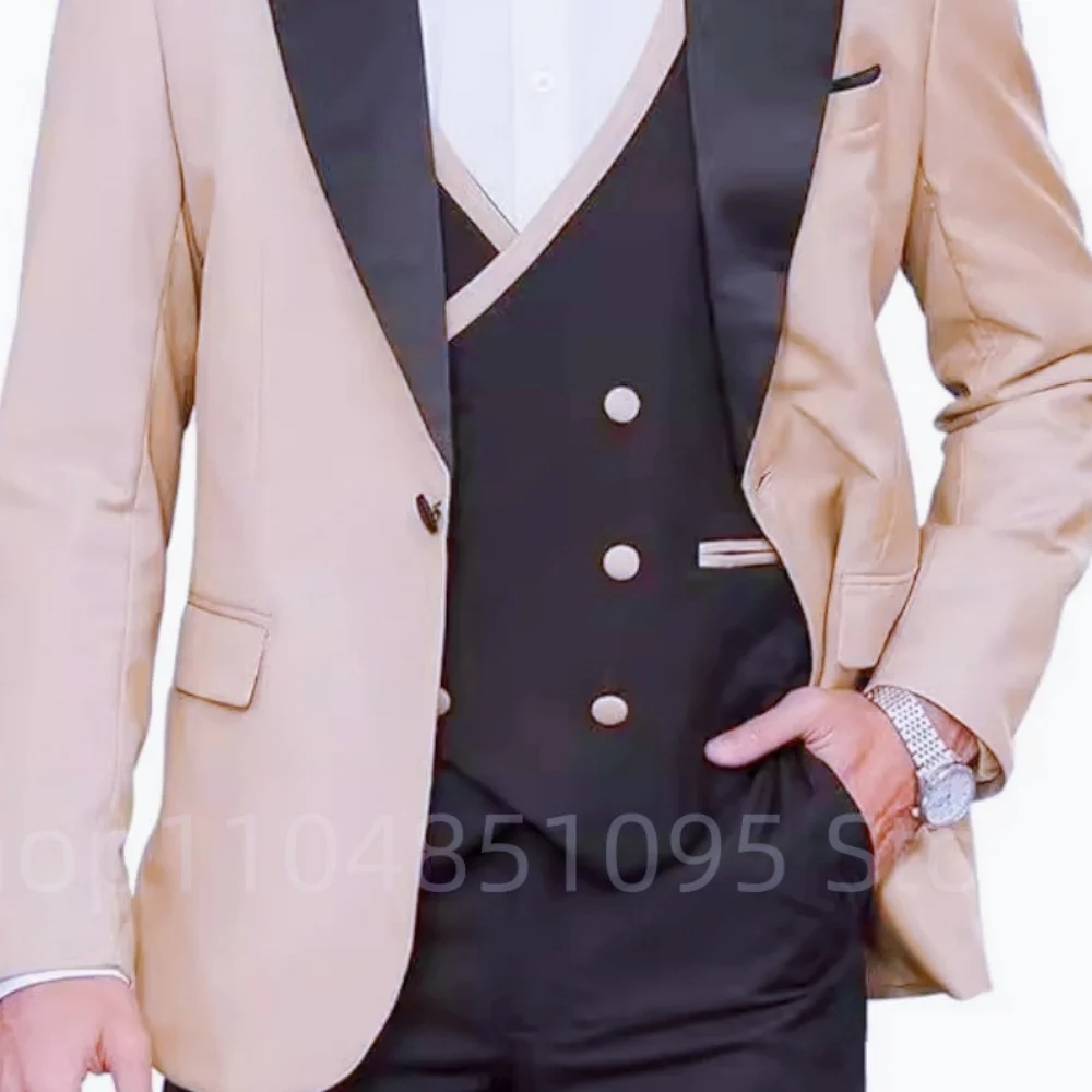 Ternos de casamento azul real masculinos, padrinhos casuais, smoking de casamento de noivo, jaqueta blazer, colete, fantasia de calças, 3 peças