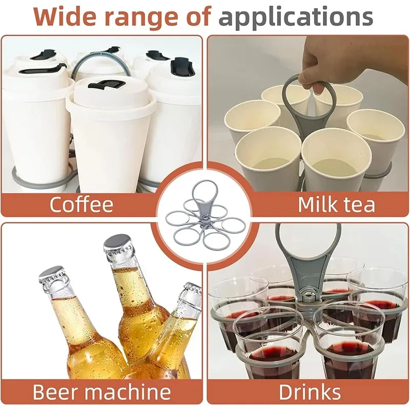 Reusable Drink Holder with Handle, 6-Story Reusable Foldable Drink Holder Carousel Swivel Glass Cup Bracket Portable for Camping