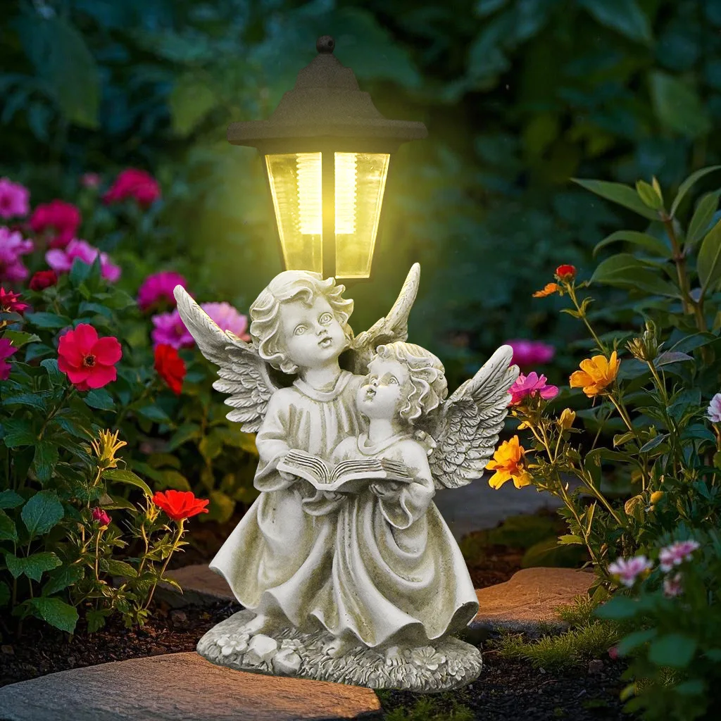 New Resin Angel Ornament Solar Outdoor Garden Lawn Decoration Waterproof American Crafts