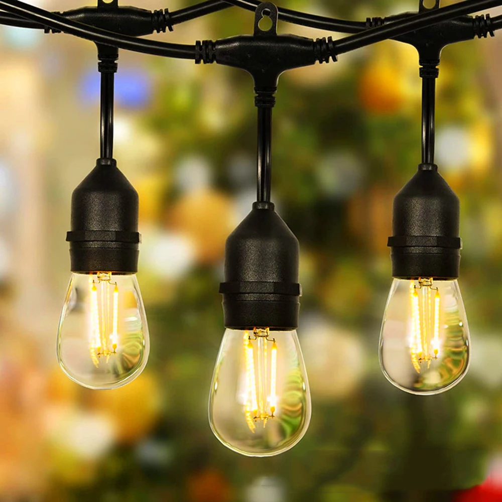 

LED Festoon Commercial String Light S14 Retro Edison Bulb IP65 Fairy Outdoor Lights Garland Decorate Holiday Xmas LED Lighting