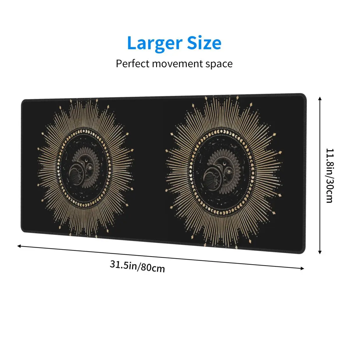 Large Mouse Pad Boho Golden Crescent Moon And Sun Witch Gamer PC Laptop Mats Keyboard Carpet Computer Gaming Desk Mat
