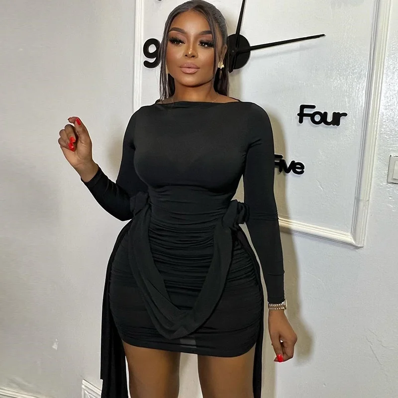 Sexy ronde Ne Svel Lange Dr Dames Hoge Taille Bodycon Dr Comfortabel Polyester Blend Lente Herfst Pendelen Sle