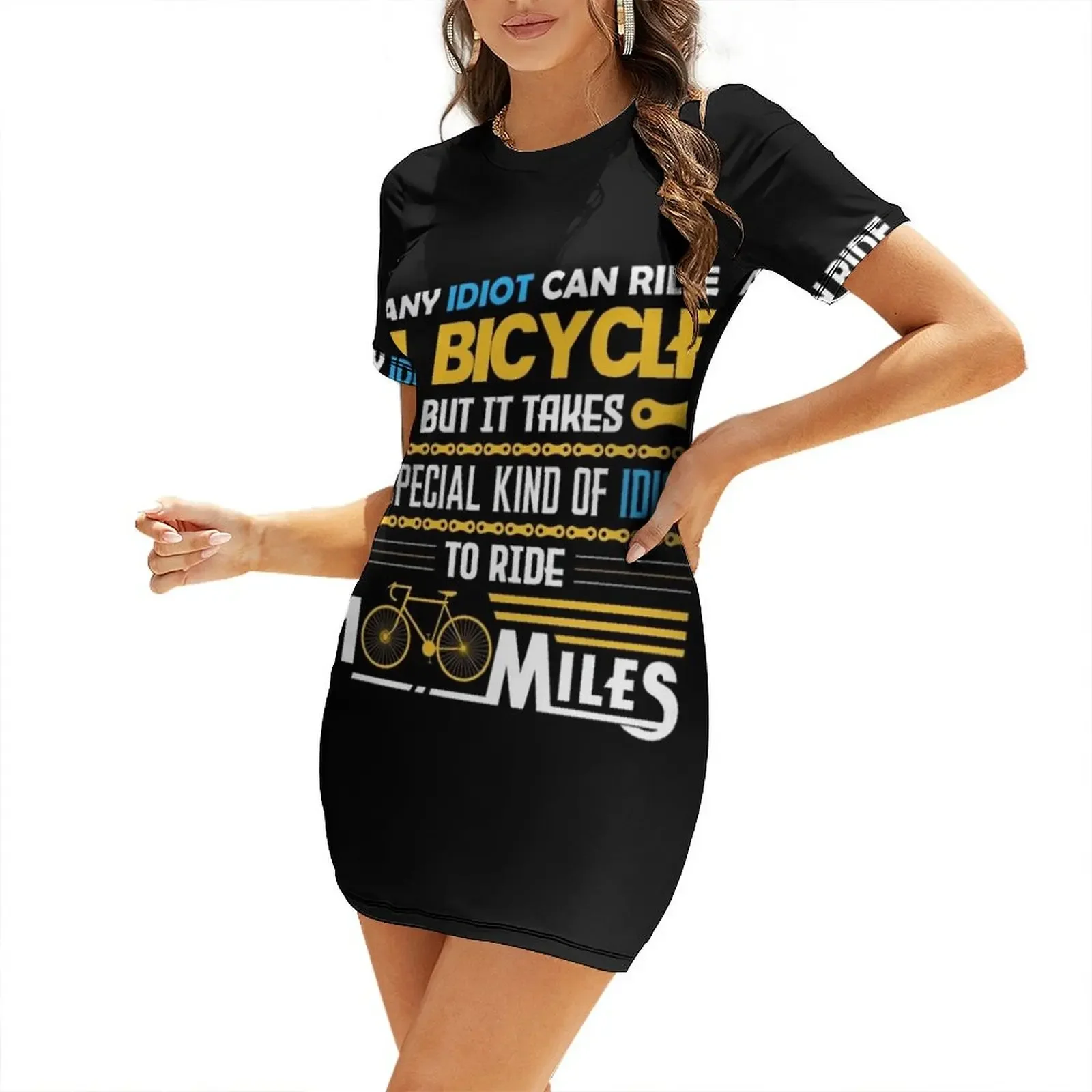 

Any idiot can ride a bicycle but... Short-Sleeved Dress evening dresses ladies summer dresses womens 2026 dress for woman