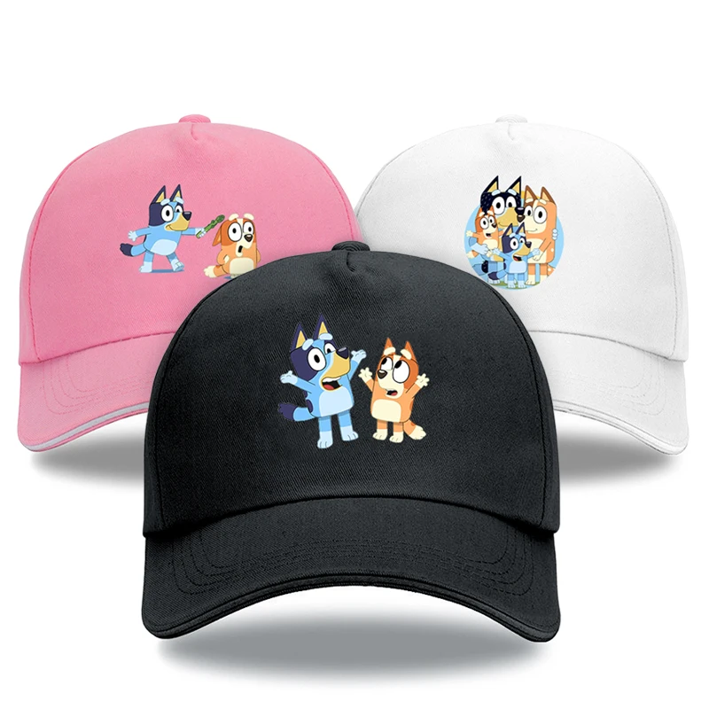 Anime Bluey And Bingo Baseball Cap Dog Family Cartoon Character Printed Cotton Cap Outdoor Sun Hat Kids Birthday Gift