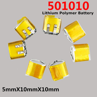 1-10PCS 50mAh 501010 for i7 i8 i9s i10 TWS Bluetooth Headset MP4 GPS Tracker Car Remote Control Li-Polymer Rechargeable Battery