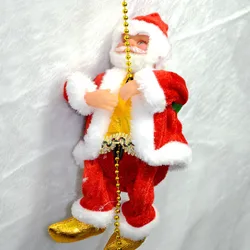 Santa Claus Climbing Beads Battery Operated Electric Climb Up and Down Climbing Santa with Light Music Christmas Decor Ornament