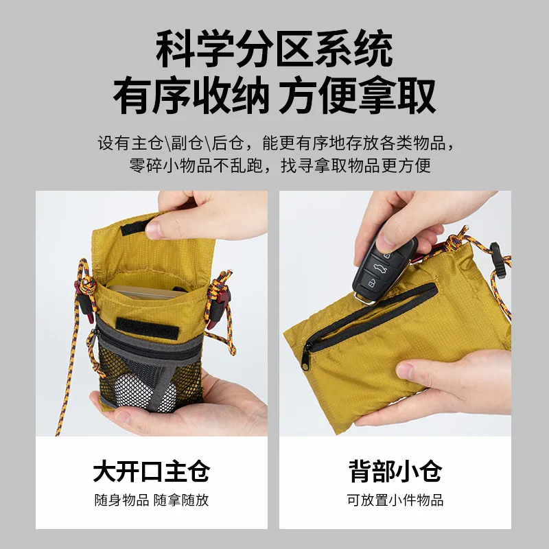 Outdoor Hiking Crossbody Bag Single Shoulder Lanyard Foldable Waterproof Lightweight Mini Nylon Vertical Sports Phone Bag
