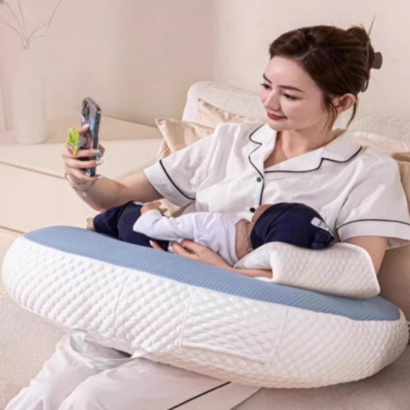 Almofada para cadeira de enfermagem, almofada para alimentação de bebê com suporte para cintura, 15 °   Capa macia removível anti-estrangulamento, encosto confortável