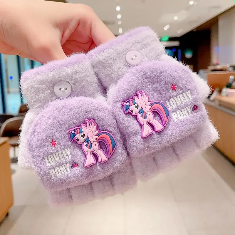

Marvel My little pony cute girls comfortable and soft fashionable and versatile anime plush flip warm half-finger student gloves
