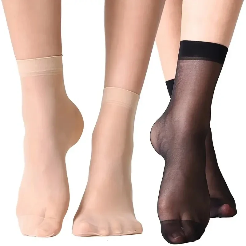 10/50pairs Transparent Thin for Women Crystal Silk Socks Nylon Ladies Female Summer Breathable Short Ankle Silk Socks Meias