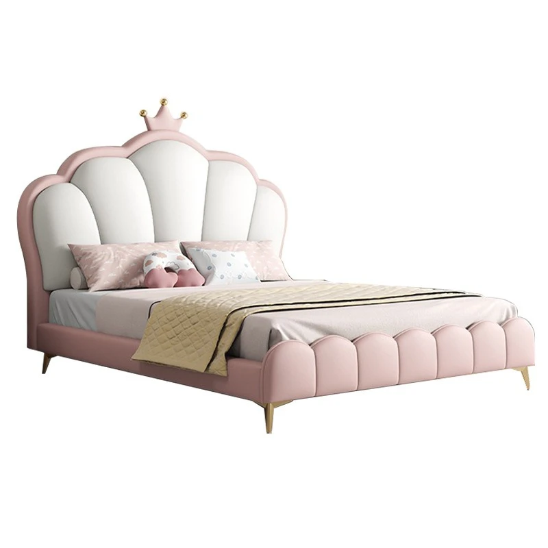 

Solid wood leather bed, soft bag high box storage bed 1.5 meters girl, small apartment bed