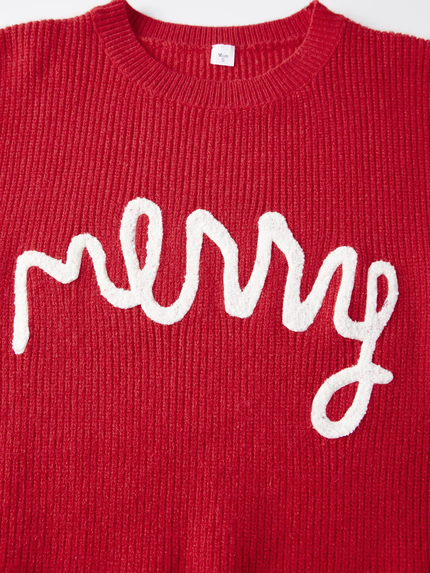 سترة متطابقة للأم والابنة مطرزة برقبة دائرية وأكمام طويلة للنساء والفتيات والأطفال الصغار