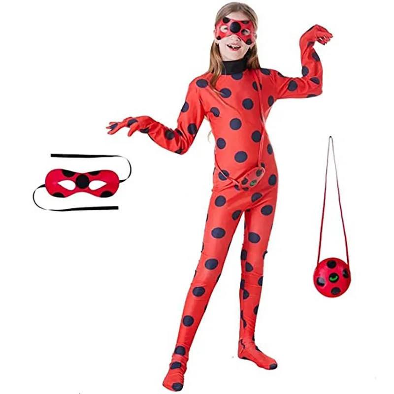 Anime Ladybug Girl Clothing Halloween Stage Performance Children\'s Clothing Miracle Girl Black Cat Noel jumpsuit
