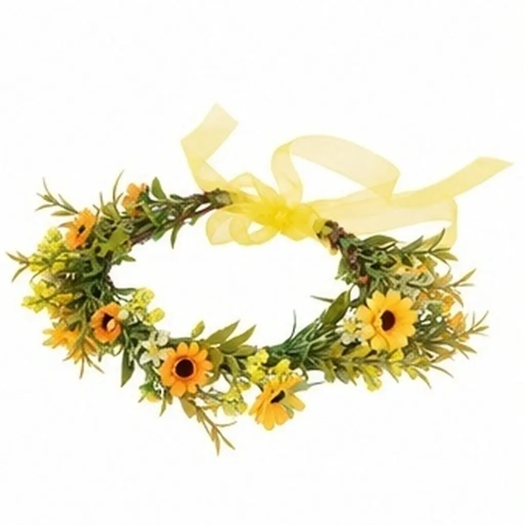 Sunflower Garland Hair Accessory for Women – Floral Wreath Headband for Wedding, Party, Beach & Stage