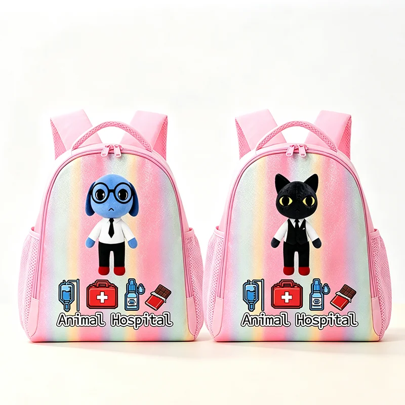 Animal Hospital Rainbow Backpack for Backpack Schoolbag Gifts Bag Shoulders Bag Large Capacity Adjustable Kitten Rabbit