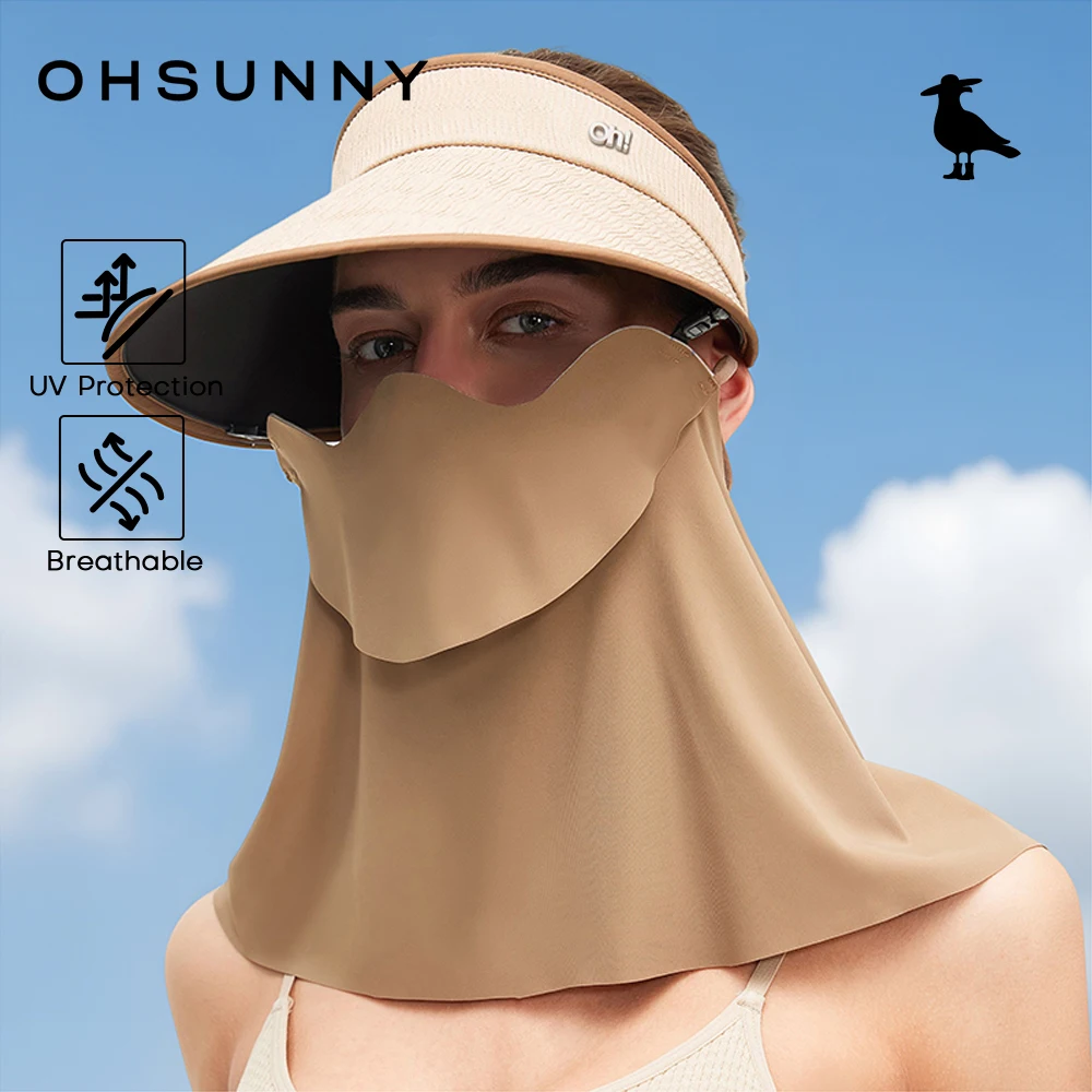 

OHSUNNY UV Protection Face Cover Sun Visor with Detachable Neck & Face Shield 2 in 1 Multi-Function Slide Track Design