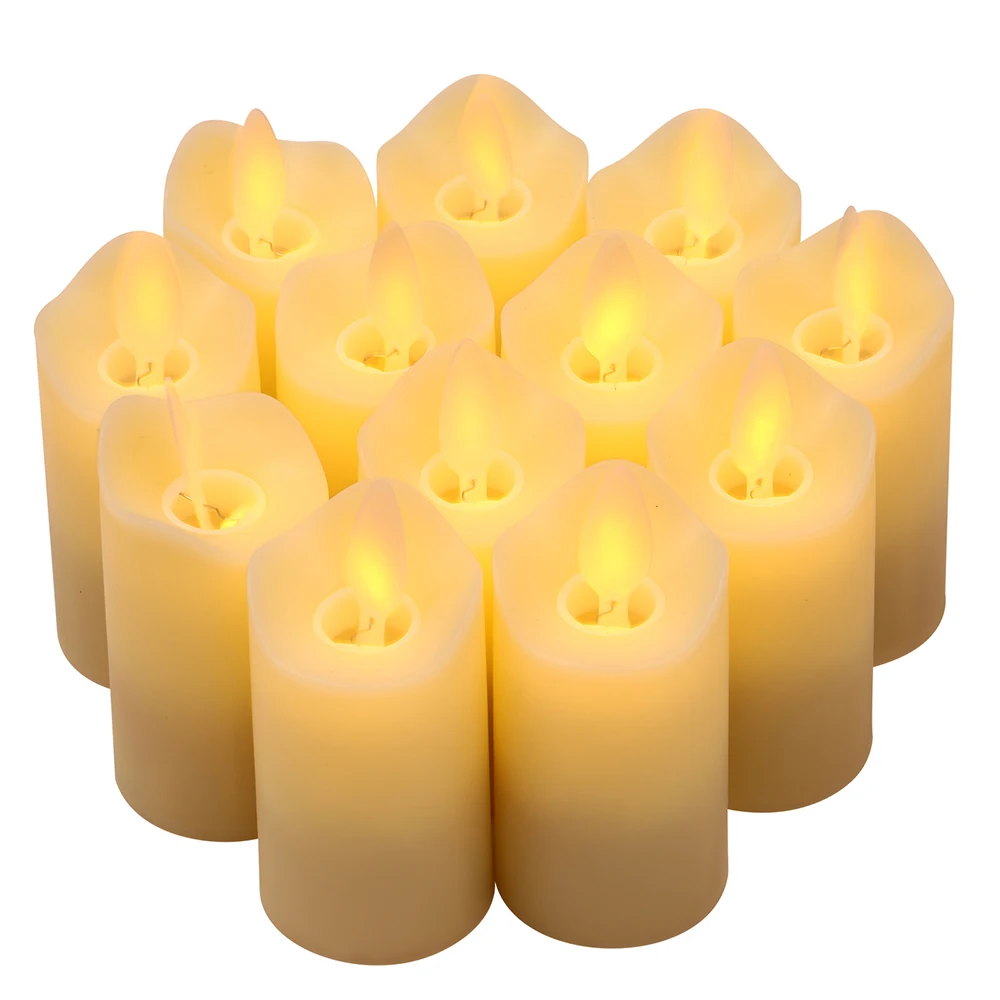 12 PCS Rechargeable Flameless Candles Realistic Warm Yellow LED Cordless for Christmas Halloween Wedding Party Decoration