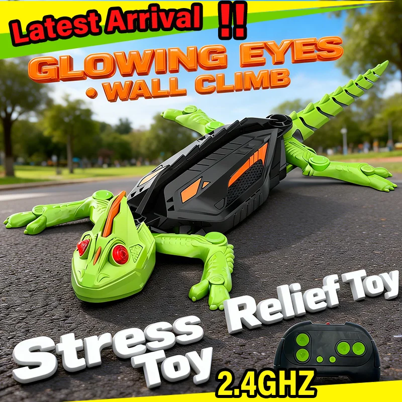 New Smart Wall Climbing Lizard Toy 2.4GHZ Remote Control Electric Animal Model Fun Kids Gift Christmas Indoor Outdoor Trick Toys