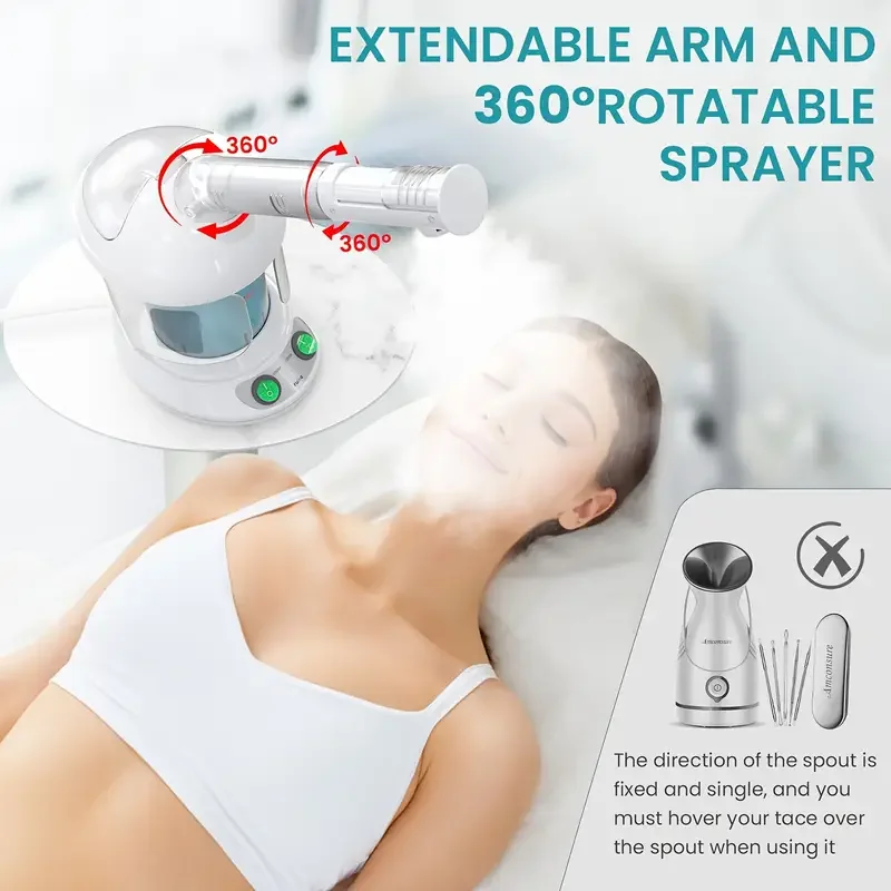 Professional Facial Steamer Nano Mist Vaporizer for Skin Hydration Deep Cleansing and Moisturizing Face Sprayer for Skin Care