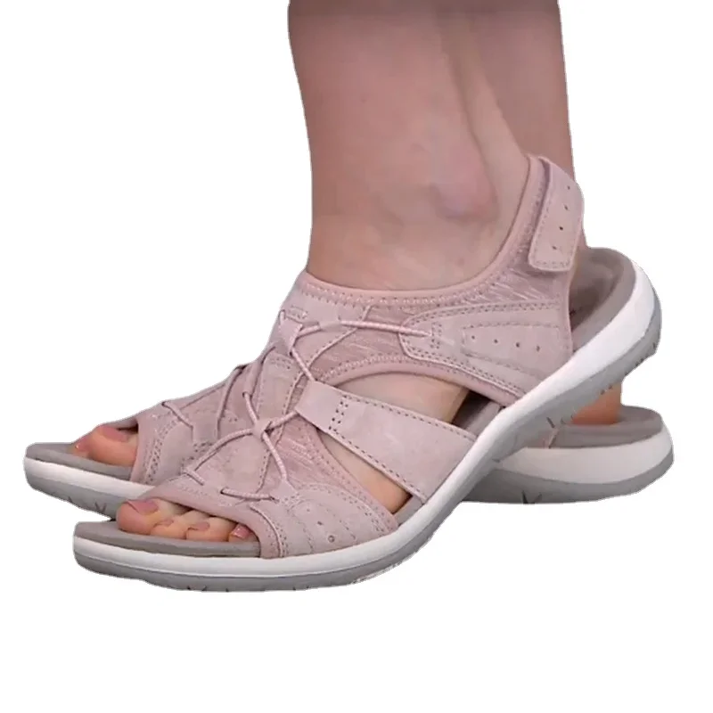 Sandalias deportivas con agujeros para mujer, Calzado cómodo con punta abierta, antideslizante, recortado, suave, talla grande, Verano