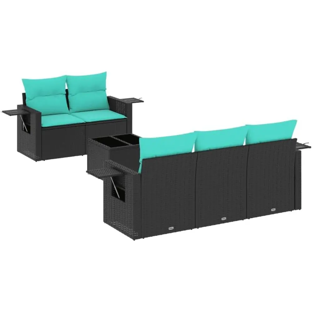 

Комплект уличной мебели из 6 предметов с подушками из черного полиротанга