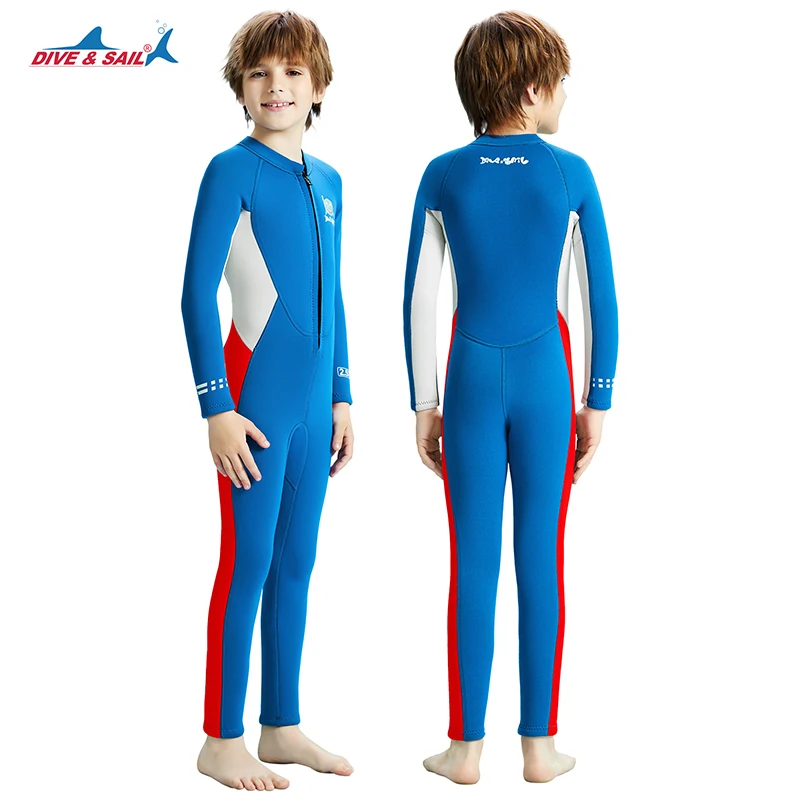 

Kids Wetsuit for Girls Boys, 2.5mm Toddler Full Body Neoprene Front Zip Wet Suits Keep Warm for Water Sports Surfing Snorkeling