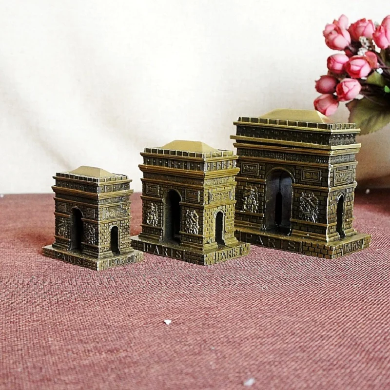 Vintage Wrought Iron Paris Arc De Triomphe Model World Famous Metal Landmark Building ArchitectureBar Coffee Home Decor 8cm/10cm