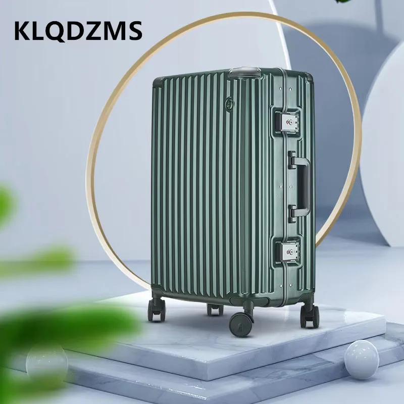 KLQDZMS High Quality Luggage 20 Inch PC Boarding Case 22"24"26"Front Opening Trolley Case USB Charging Women's Cabin Suitcase