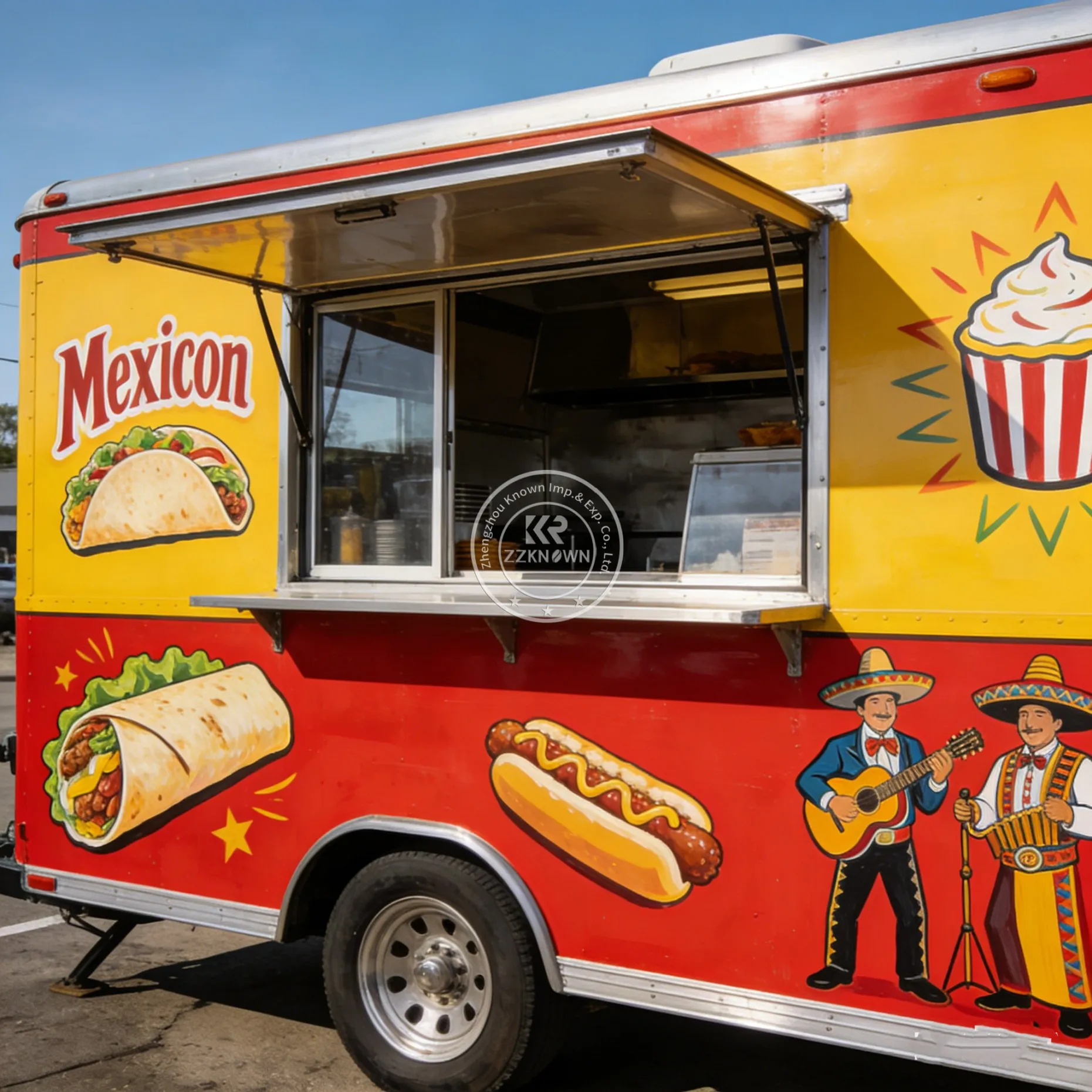 Multifunctional Mobile Food Cart Commercial Street Food Truck with Stainless Steel Kitchen Towable Food Vending Trailer