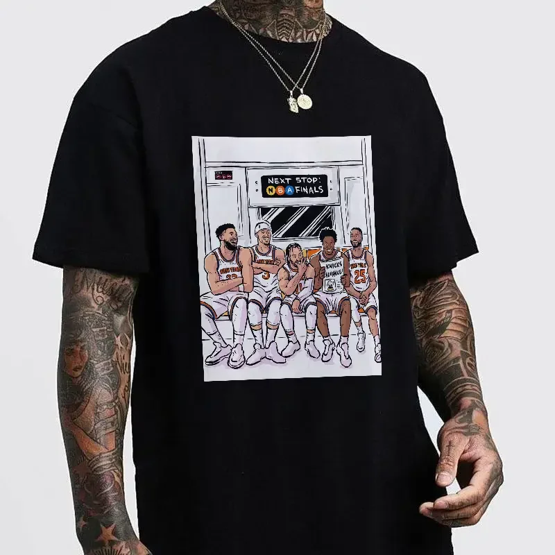 100% Cotton 100% Knicks Team Subway Cartoon Tee Basketball Game Day Fun Fan Shirt Knicks 