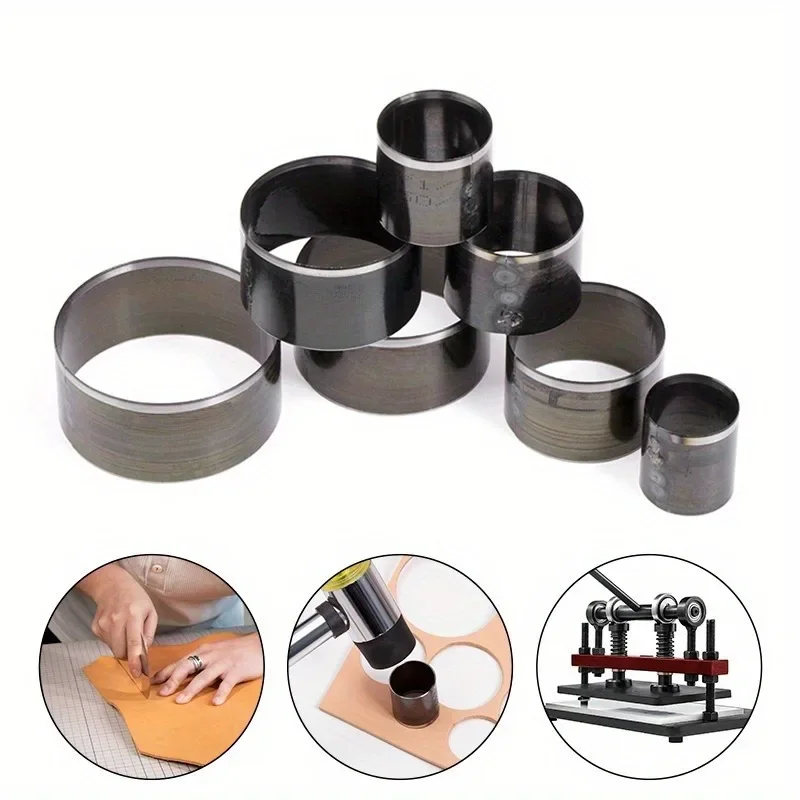 7Pcs/Set Sharp Leather Cutting Die Leather Circle Stencil Cutter Mold Round Hollow Hole Punch Set Paper Leather Craft Tools