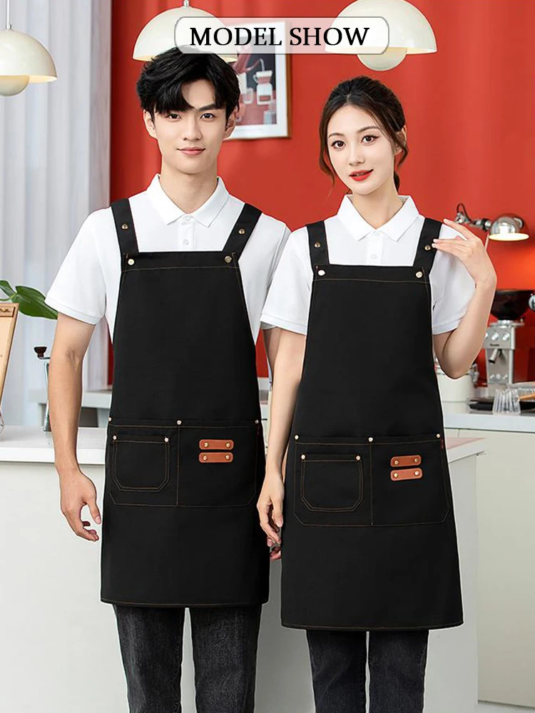 Delantal de lona impermeable de grado comercial: diseño multiusos duradero para servicios de alimentos, tiendas minoristas, floristas, estudios de uñas