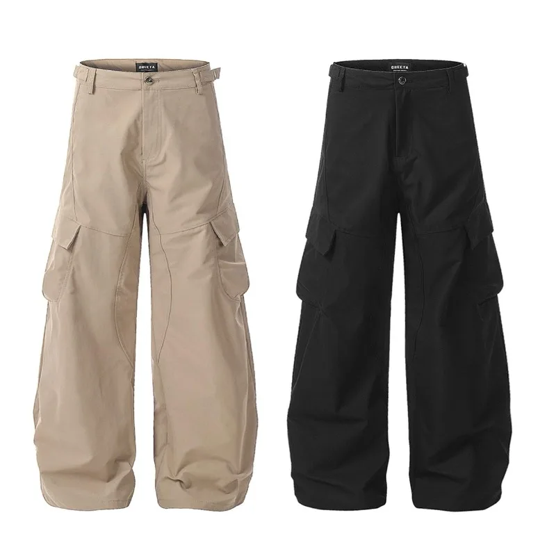 OR FL Retro Simplicity Curved Knife American Style Women's Cargo Trousers Trendy Brand High Street Baggy Deconstruction Pants