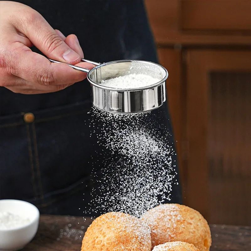 Fine Mesh 304 Stainless Steel Strainer Sieve Flour Egg Filter Colander Coffee Sugar Cocoa Matcha Powder Filtering Kitchen Gadget