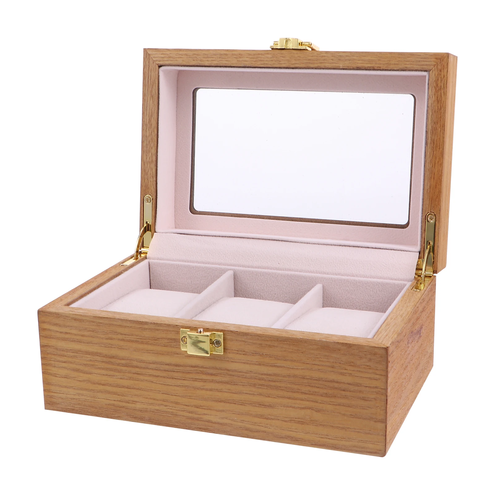 Wooden Watch Box 3 Slots Display Case Vintage Storage ganizer Packing Glass Window Buckle Lock High Quality Gift Men Watch