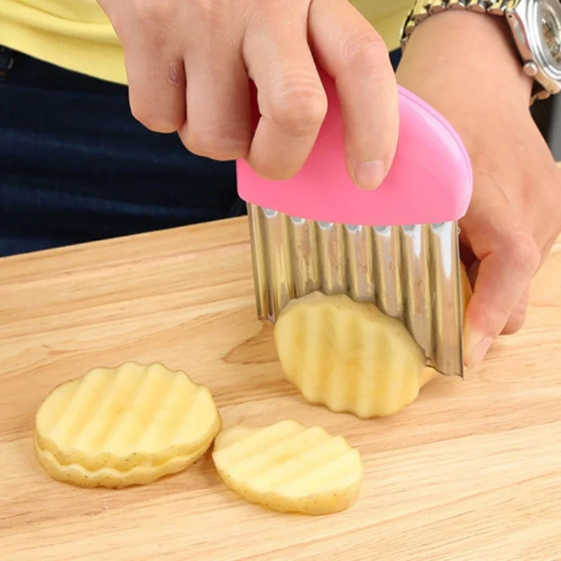 

Manual Stainless Steel Potato Cutting Knife Portable Wave Knife Vegetable Knife Potato Chip Slicer Kitchen Tool Home Supplies