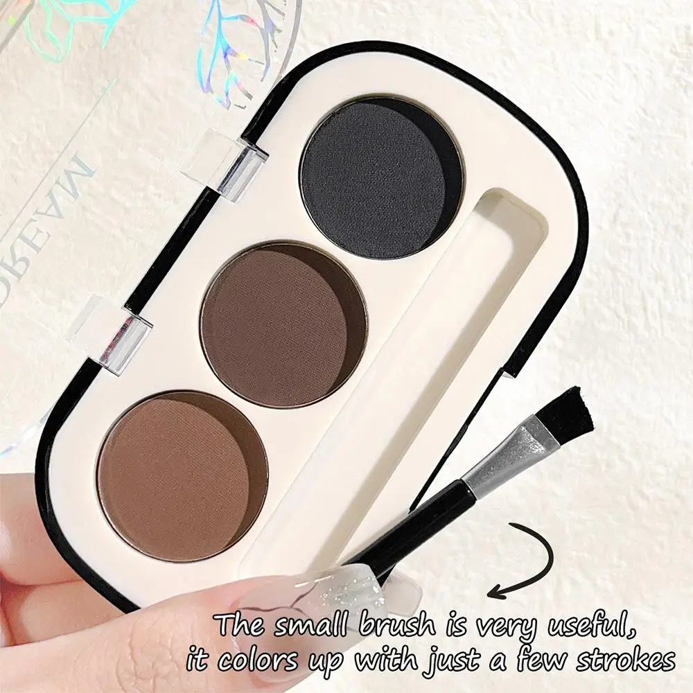 Met Wenkbrauwborstel 3-kleuren Wenkbrauwpoederpalet Langdurig Natuurlijk Mat Wenkbrauwpoeder Transpiratie Wenkbrauwmake-up Cosmetica