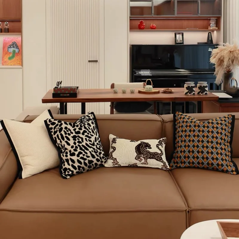 Eclectic Modern Pillow Cover Set | Leopard Print & Geometric & Equestrian Cushion Cases | Luxury Mix & Match Sofa Bedroom Decor