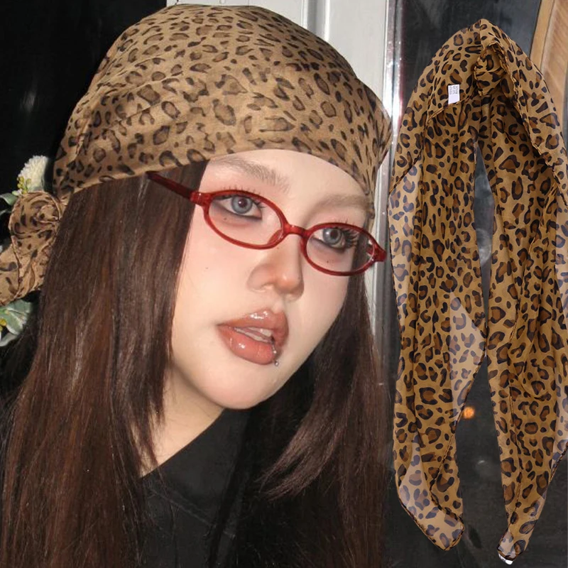 

Женский платок в стиле ретро с леопардовым принтом, декоративные шарфы, шаль для волос Spicy Girl, шейный платок, универсальный шарф, модный аксессуар