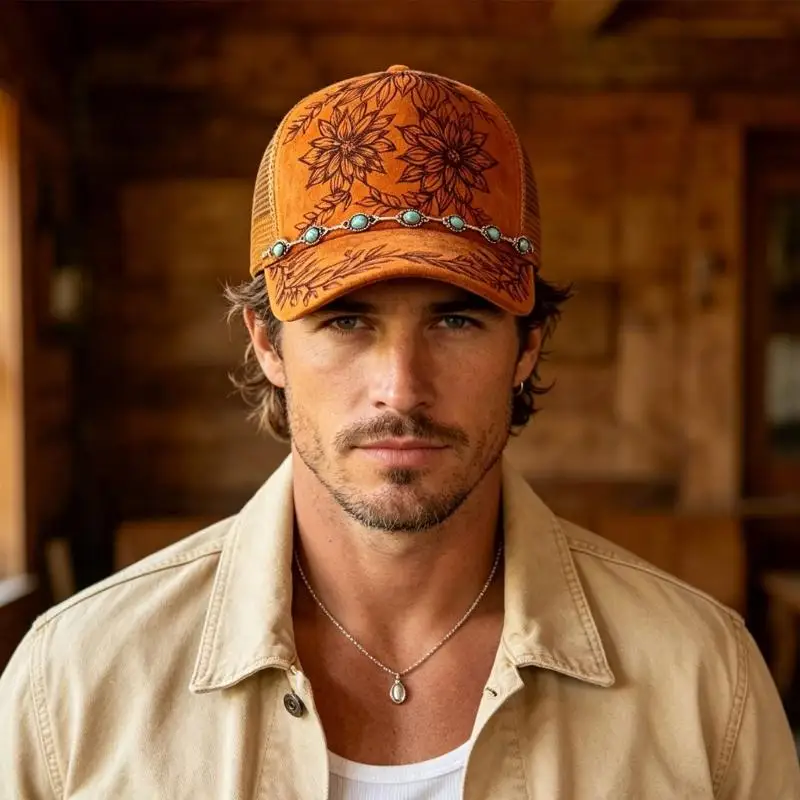 Casual Printed Hat for Adult 56-60 Size and Daily Styling Use 6XDA