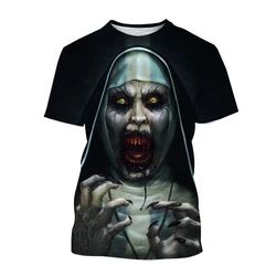 Fashionable ghost devil Valak 3D Printing T-Shirt Fashion O-Neck Harajuku Short Sleeve Horror Movie The Nun Casual Man clothing