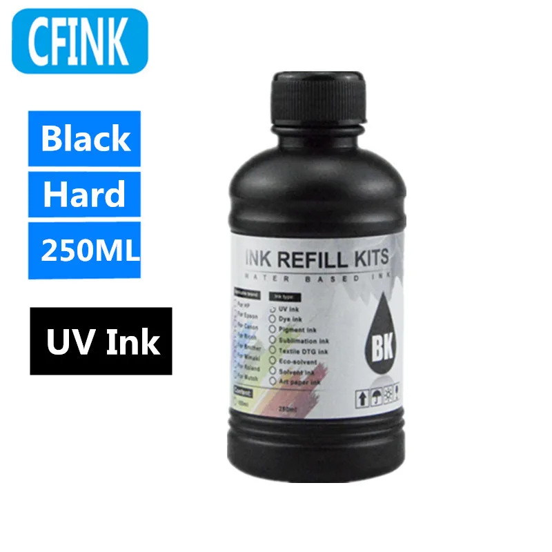 250 ML/Fles UV Harde inkt CMYK Witte LED UV Inkt Voor Epson DX5 DX7 XP600 TX800 Printkop I3200 I1600 R1900 R2000 Rl800 Printer